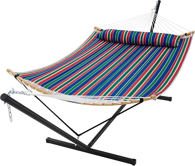 SUPERJARE Curved-Bar Hammock with Stand, 2 Person Heavy Duty Hammock Frame, D...