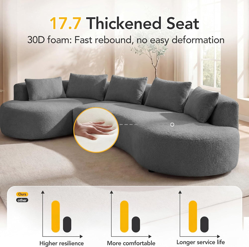 122" Modern Curved Oversized Sectional Sofa with Left Chaise for Living ...