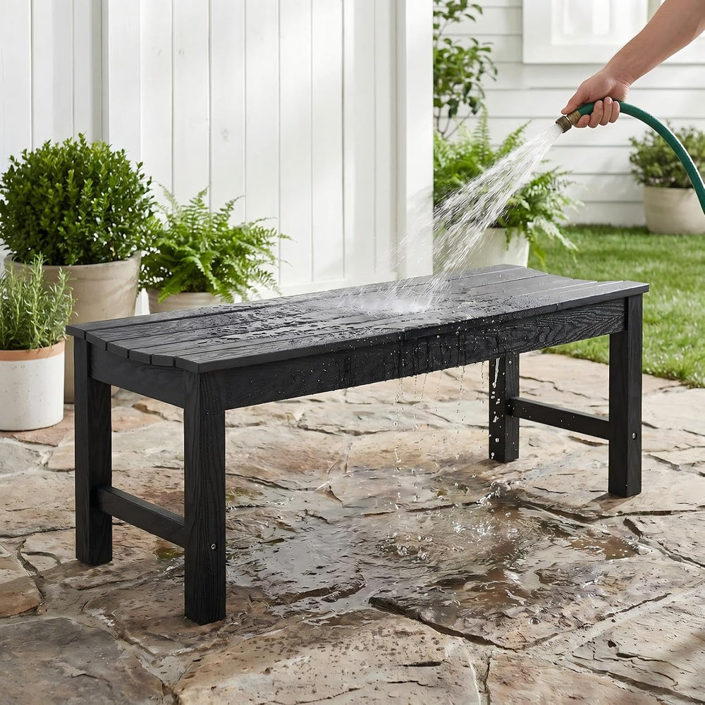 Stoog Outdoor Bench, 2-Person Patio Backless Bench, All-Weather HIPS Garden B...