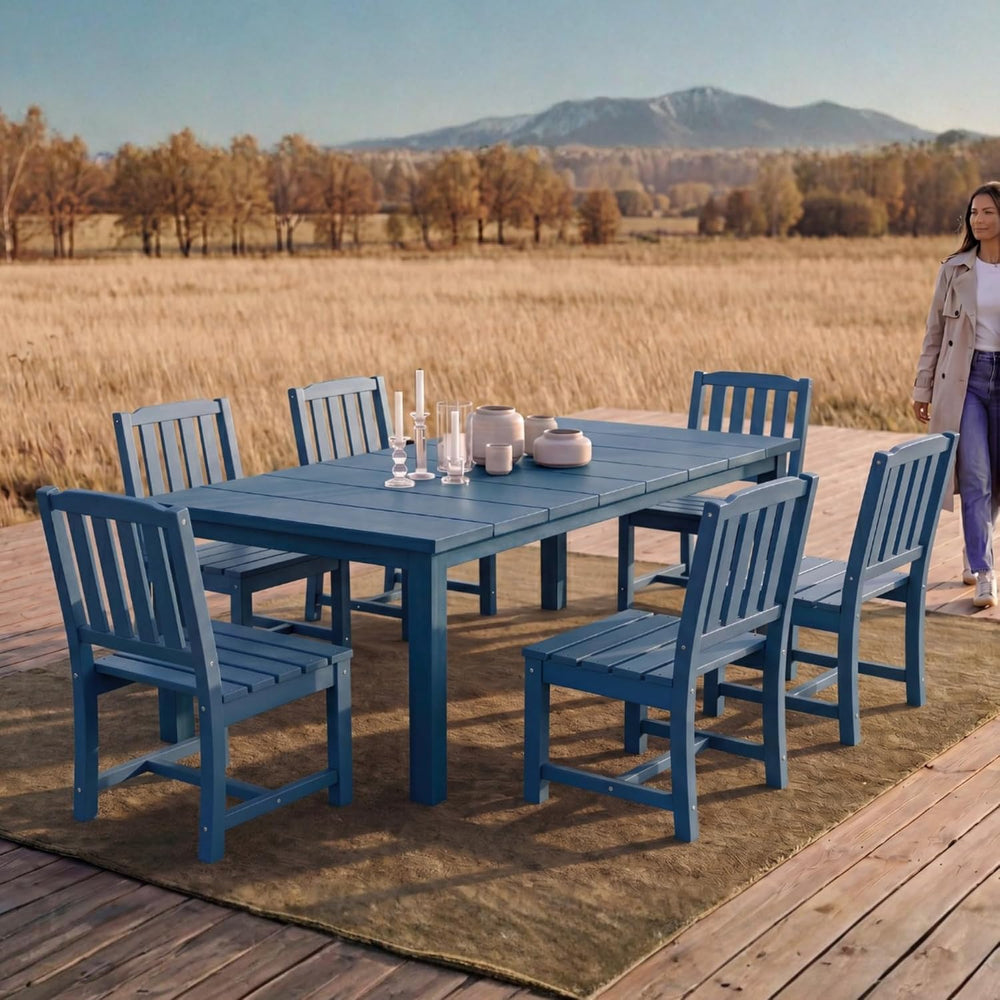 Perli™ 7-Piece Outdoor Dining Set, All-Weather HDPE Patio Table and 6 Chairs ...