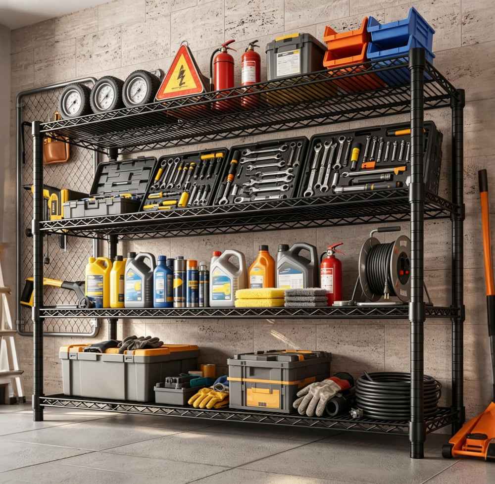 Garvee 4-Tier Wire Shelving 2560LBS Heavy Duty Storage Shelves Garage Rack