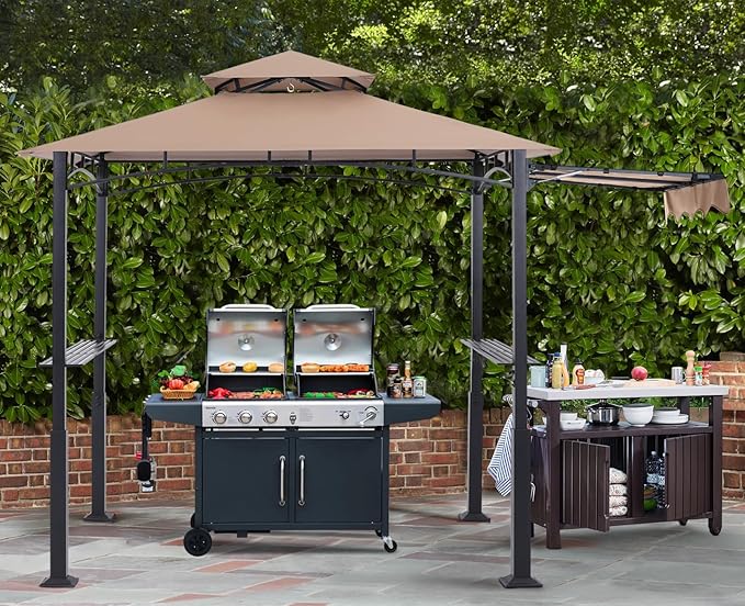 ABCCANOPY Grill Gazebo with Extra Awning - 11x5 Outdoor BBQ Canopy Shelter wi...