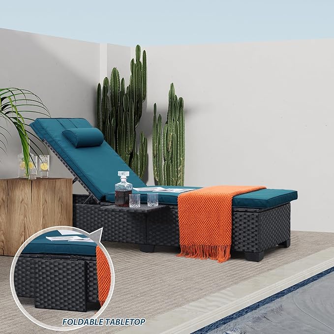 WAROOM Outdoor Chaise Lounge Chairs for Outside Patio Furniture Set of 2 Wick...