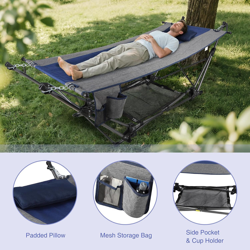 Portable Hammock with Stand, Collapsible Foldable Hammock Includes Removable ...