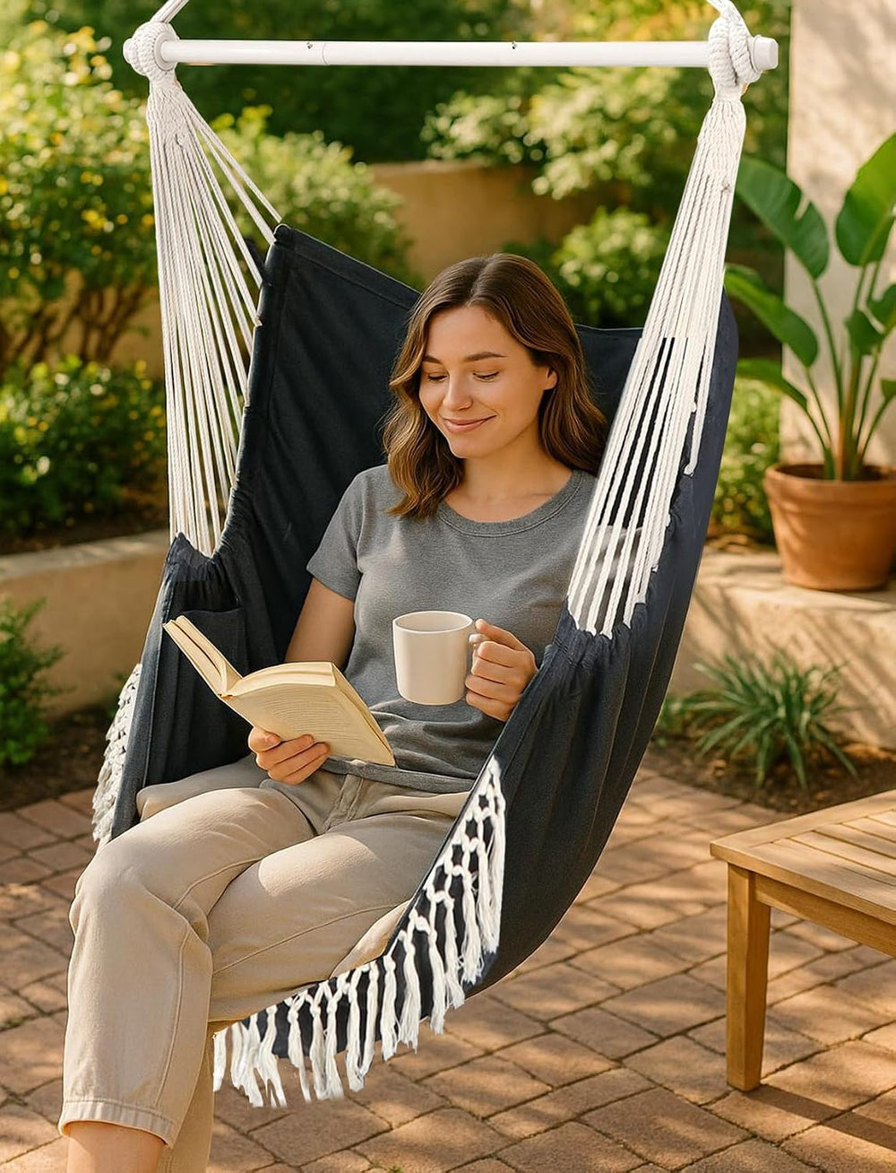 Chihee Hammock Chair Max 500 Lbs 2 Cushions Spreader Bar Strap Carabiner