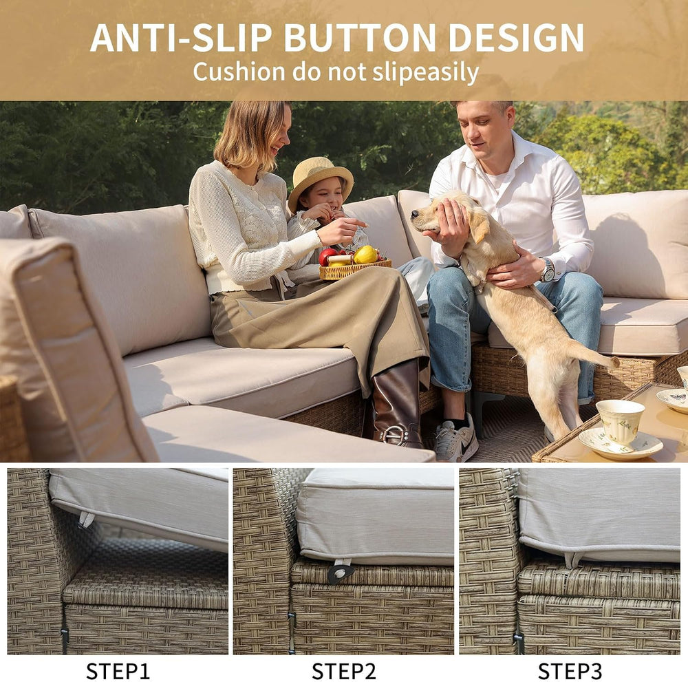 Jing's Villa 5-Piece Outdoor Patio Furniture Set,Ratten Conversation Sect...