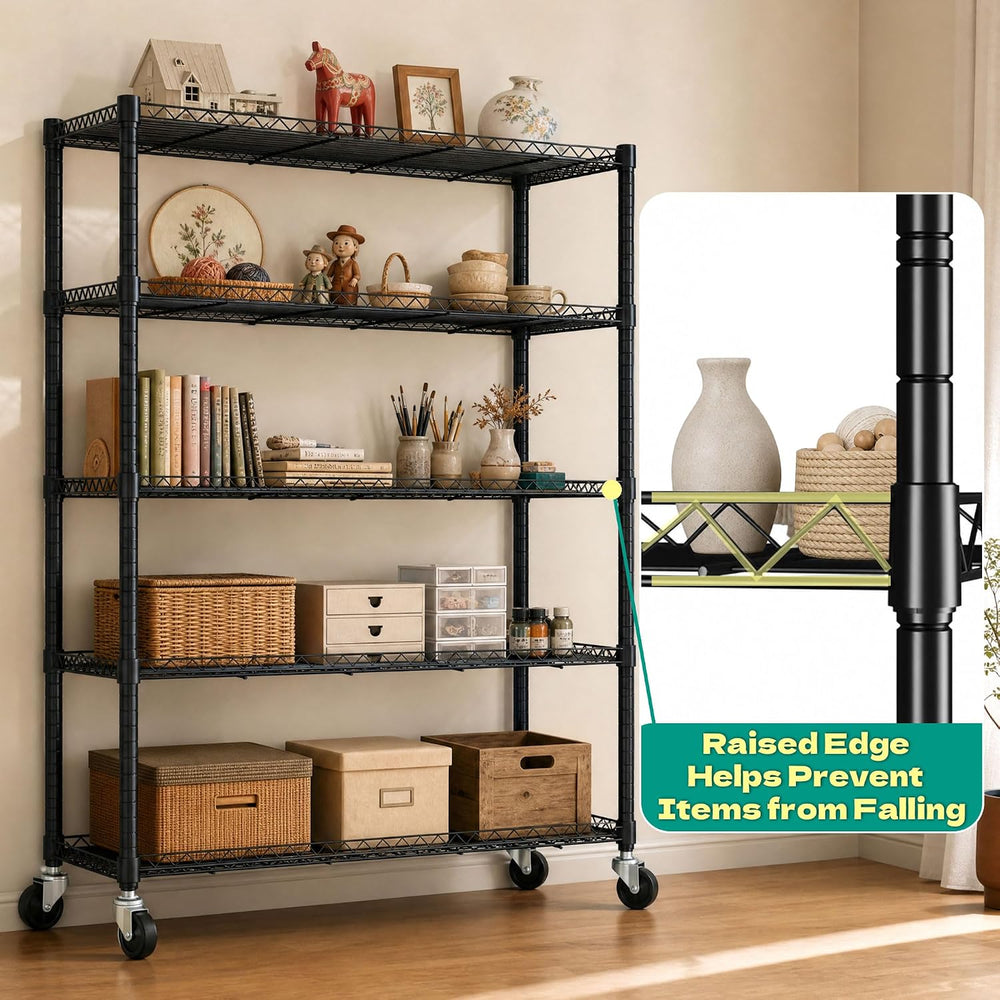 Wire Shelving Unit with 600D Oxford Cover & Wheels, 36"x18"x72&...