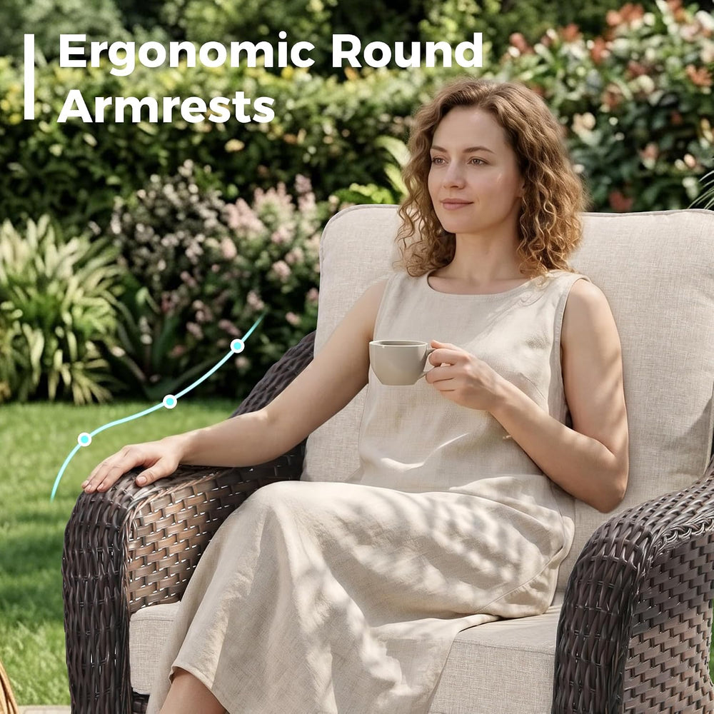 55 inch Outdoor Wicker 2 Seater Sofa, All-Weather Use Patio Rattan Loveseat w...