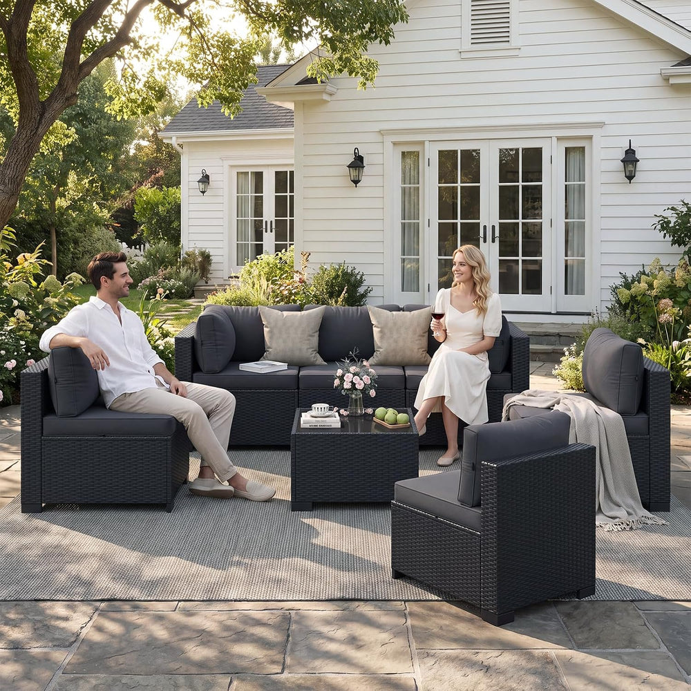 Aoxun 7-Piece Outdoor Furniture, Patio Furniture Sets with Thick Cushions, Wi...