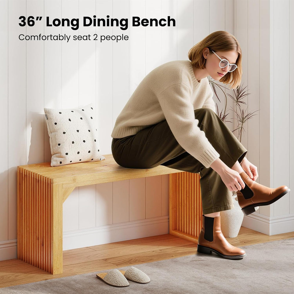 GIANTEX 36" Bamboo Dining Bench, 660Lbs Capacity, 2-Person Kitchen Table...