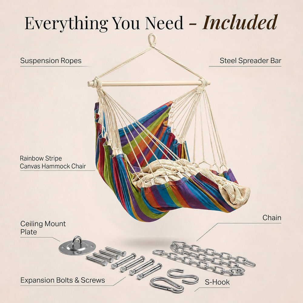 Hanging Hammock Chair Swing with Footrest - XL Hammock Swing Chair