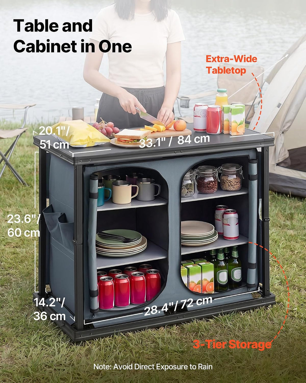 VEVOR Folding Camping Storage Cabinet, Outdoor Portable Lightweight Table