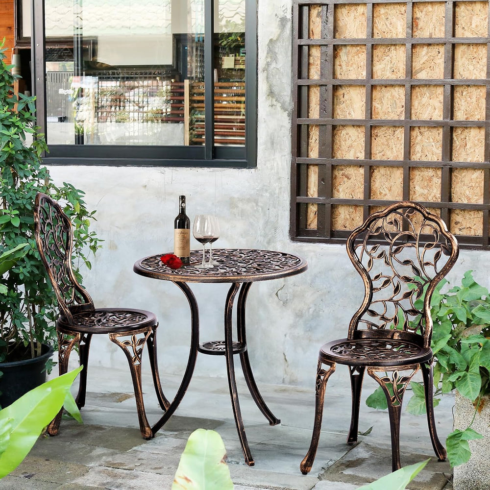VINGLI 3 PCS Outdoor Bistro Set, Outdoor Patio Set, All-Weather Cast Aluminum...