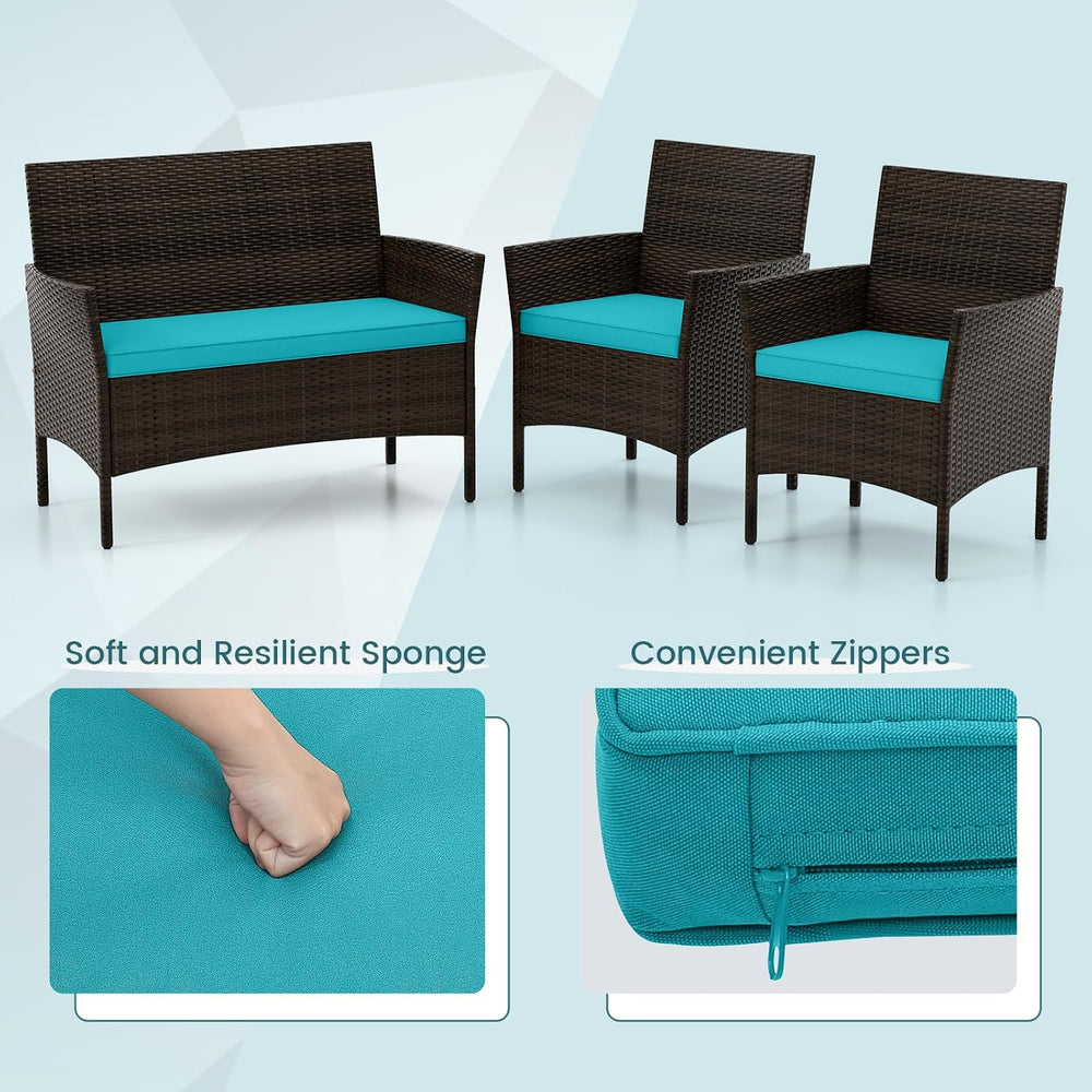 HAPPYGRILL 8 Pieces Patio Furniture Set Outdoor Rattan Conversation Set