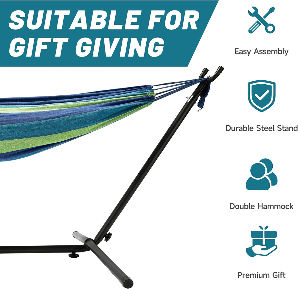Hammock with Stand for Outside, 450lb Steel Frame, Blue