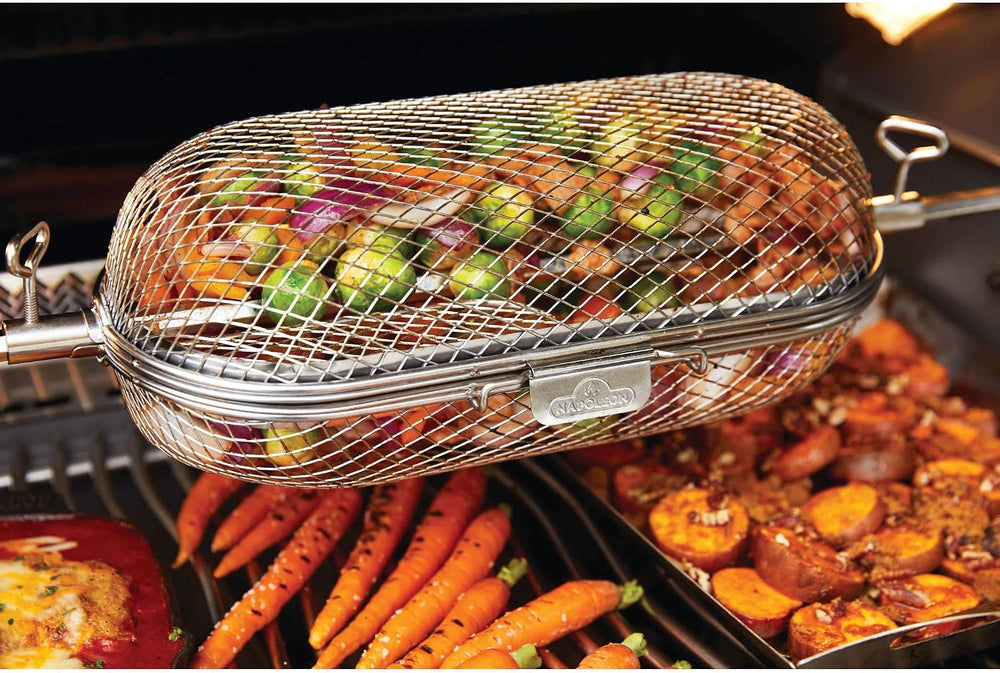 Napoleon Rotisserie Grill Basket - Stainless Steel, Fits Standard Spit Rods, ...