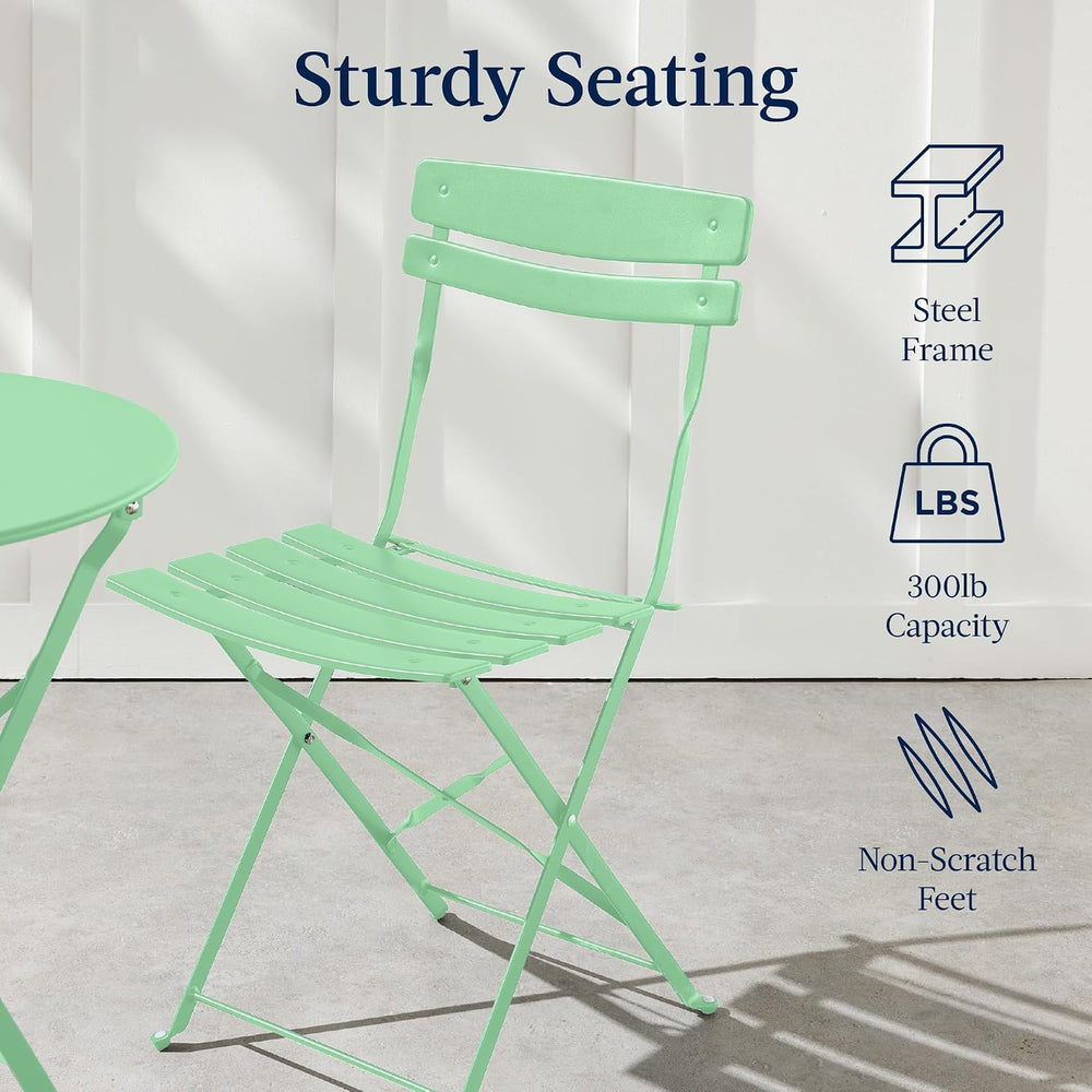 Best Choice Products 3-Piece Bistro Set, Space Saving Folding Design, Solid S...