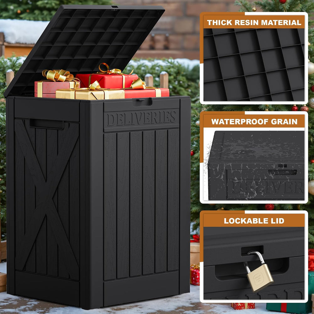 JUMMICO 52 Gallon Resin Package Delivery Box Lockable&Waterproof