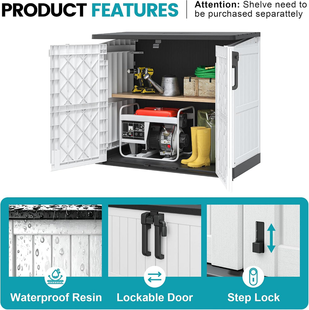 Outdoor Horizontal Storage Cabinet Box 36 Cu Ft with Lockable Doors, Outdoor ...