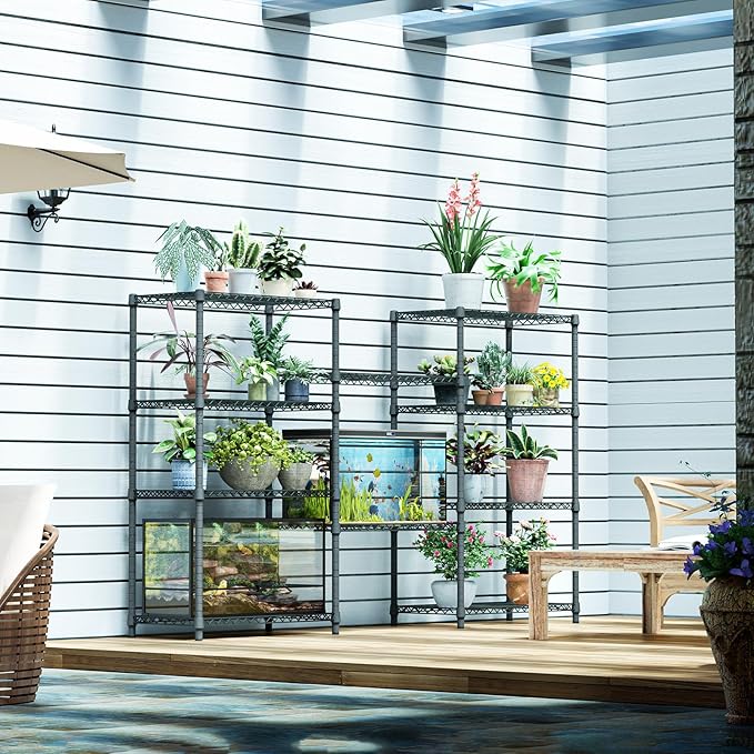 IZEUK 4-Tier Outdoor Metal Storage Shelving Unit, Heavy Duty Wire Rack Organi...