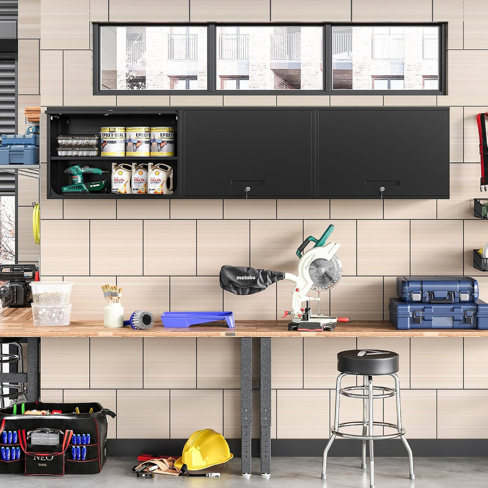 Metal Wall Cabinet with Locking Door and Shelf, Hanging Garage Cabinets with ...