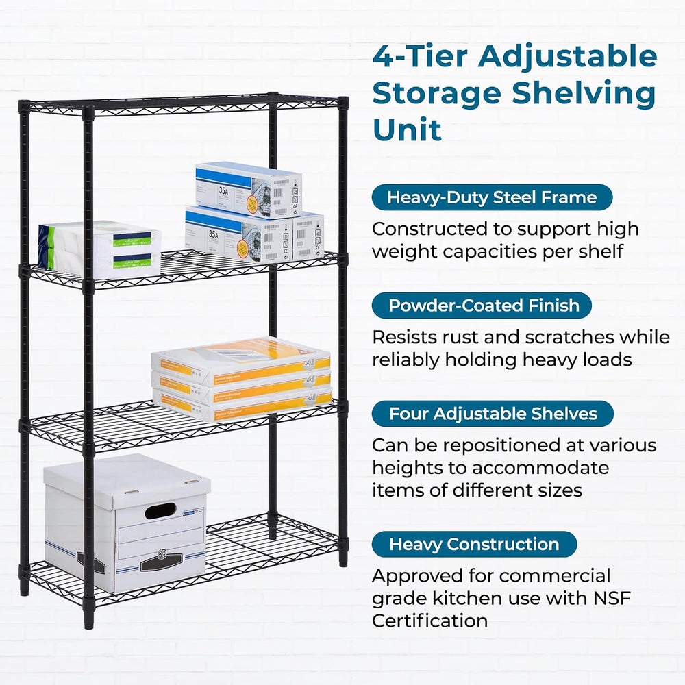 Honey-Can-Do 4-Tier Heavy Duty Adjustable Shelving Unit, 250-lb Per Shelf Met...