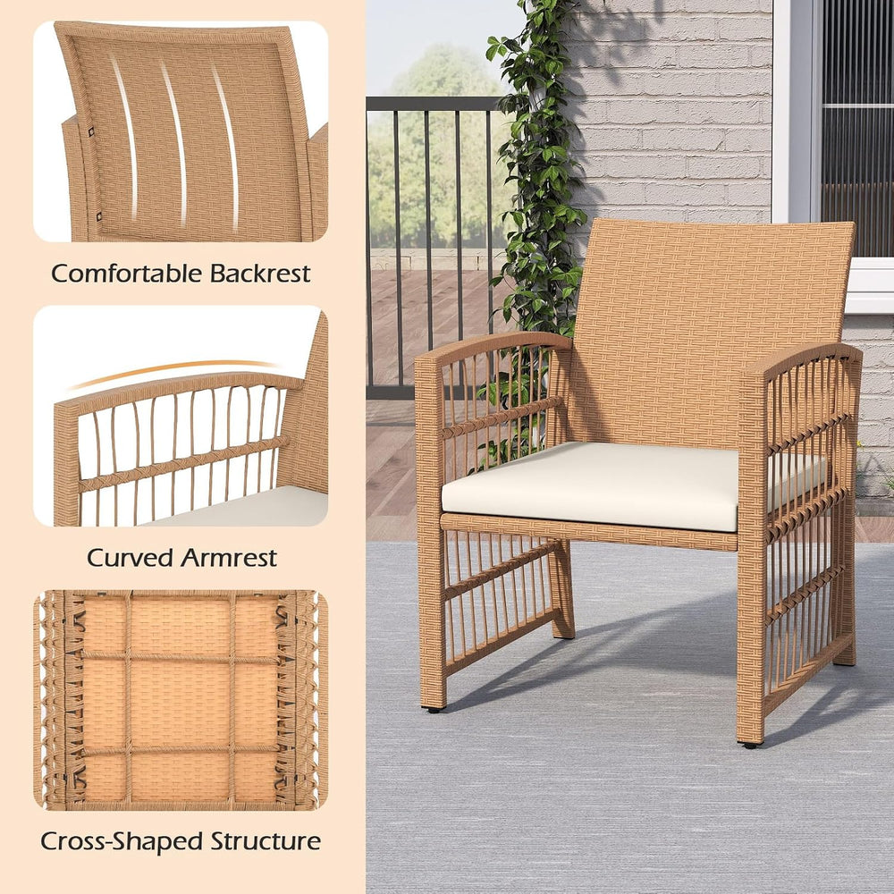 Tangkula 5 Pieces Patio Wicker Conversation Set, Outdoor Furniture Set with 2...