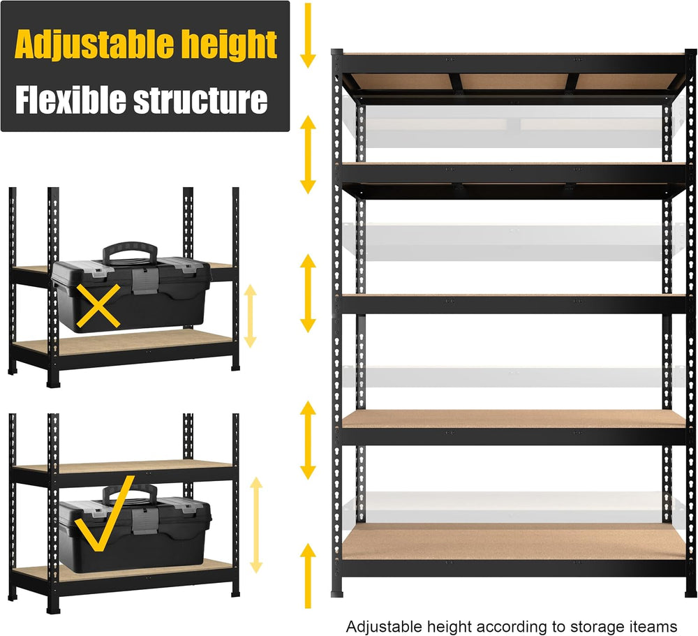 PrimeZone 48"W x 24"D x 72"H Garage Storage Shelves, 5-Tier Me...