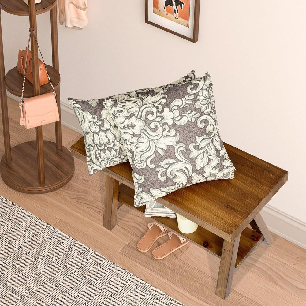 Wnutrees 30" Farmhouse Solid Wood Bench, Rustic Indoor Storage Bench