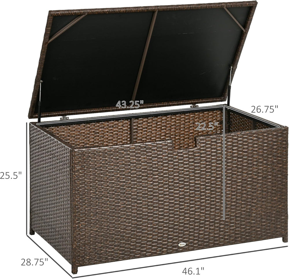 Outsunny 113 Gallon Deck Box Rattan Outdoor Storage Box Brown