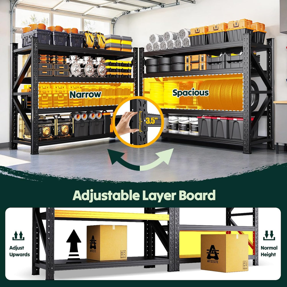 79'W Storage Shelves,4 Tier Heavy Duty Metal Garage Shelving