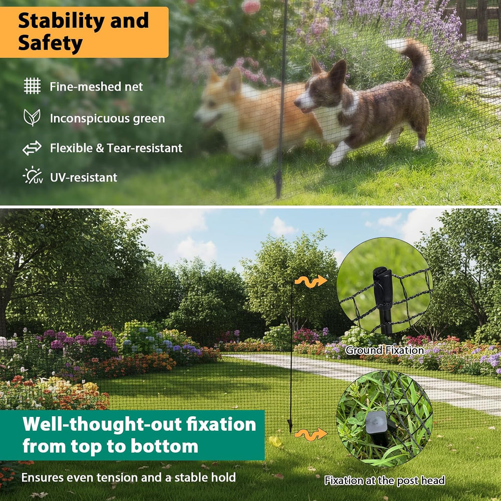 HIDALIFE Temporary Fence with Posts,Safety Barrier for Dog Snow Plastic Mesh ...