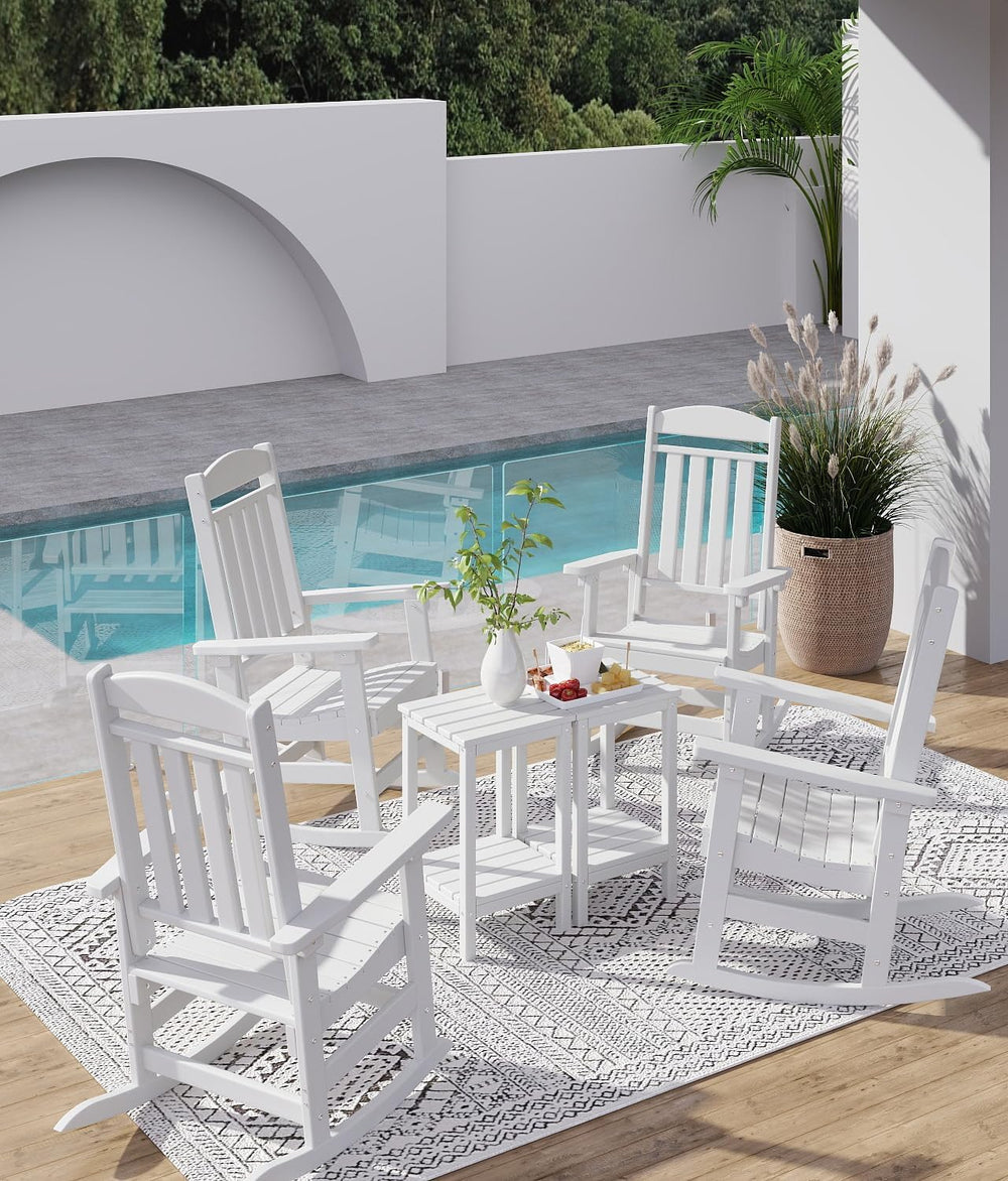 Outdoor Rocking Chair Set of 3, Oversized Rocking Chair Outdoor