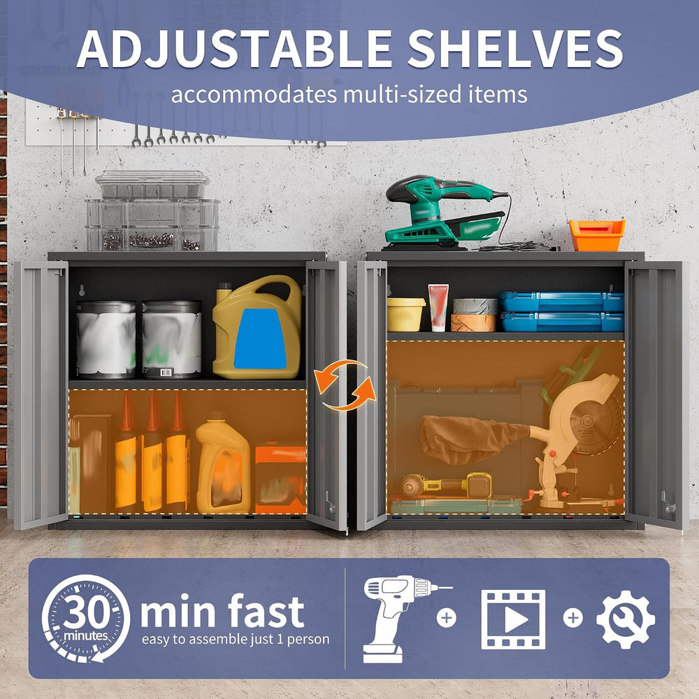 Garage Wall Cabinet,26”W Metal Wall Cabinet with Locking Doors and Handle,Wal...