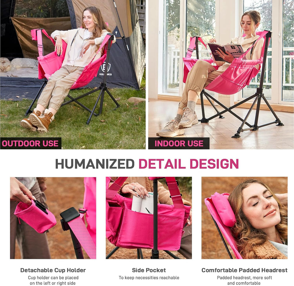 EVER ADVANCED Padded Oversized Hammock Camping Chair, Compact Heavy Duty Swin...