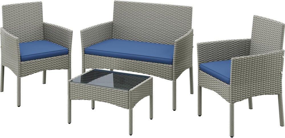 Yaheetech Patio Furniture Set 4 Pieces Conversation Sets, Rattan Chair Wicker...