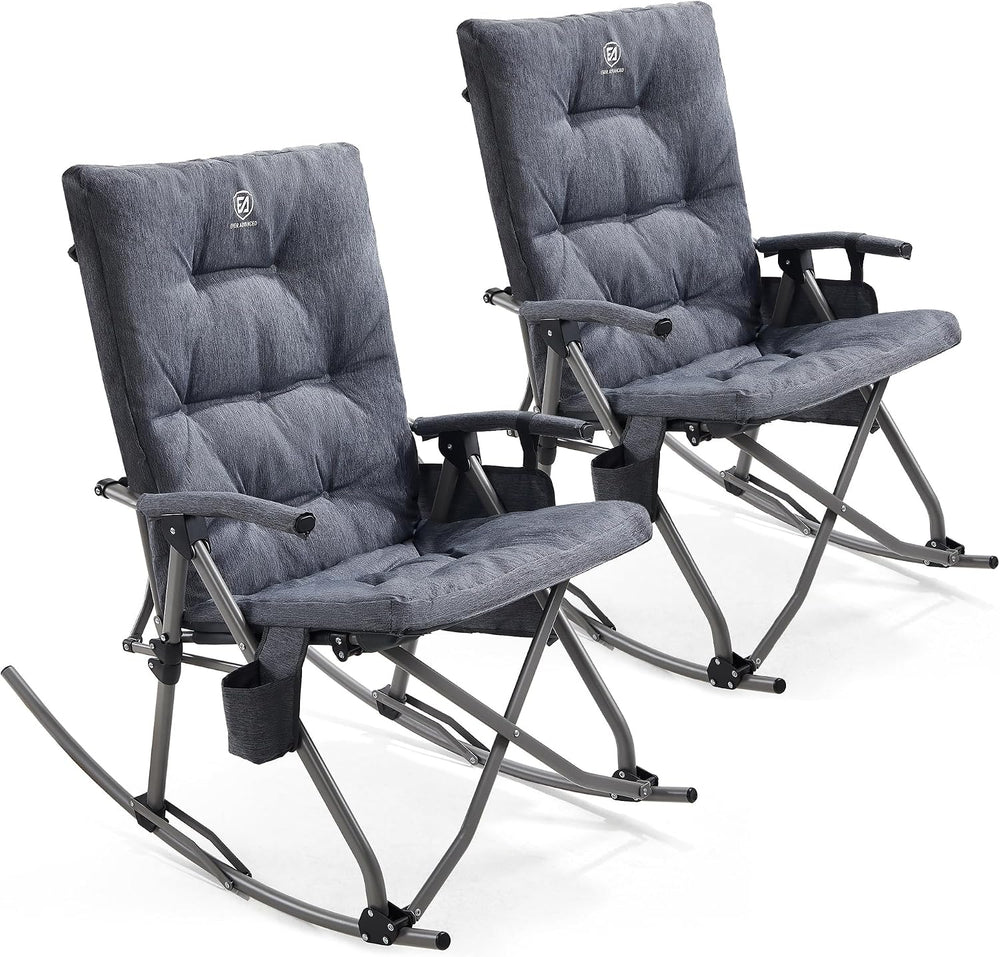EVER ADVANCED Oversized Folding Rocking Camping Chairs Set of 2, Padded