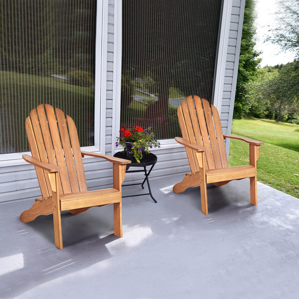 Tangkula Adirondack Chair, Acacia Wood Adirondack Lounger Chair, Outdoor Armc...