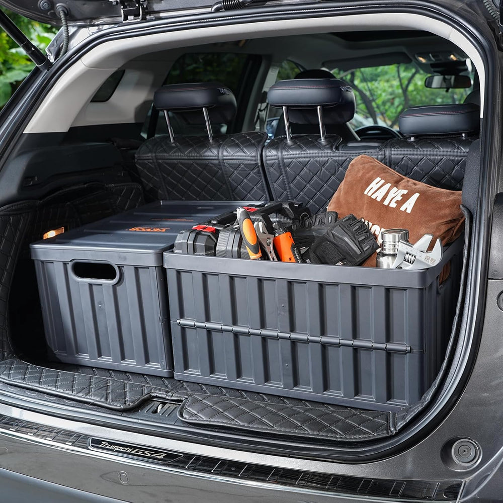 VEVOR 65L Collapsible Storage Bins with Lids 3 Packs, Stackable Crates