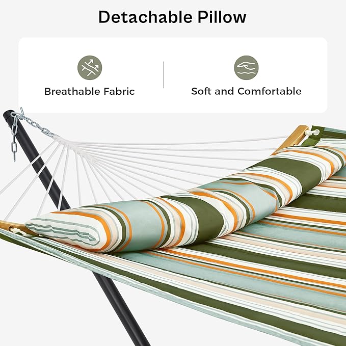 SUPERJARE Hammock with Stand, 2 Person Heavy Duty Hammock with Padded Cotton,...
