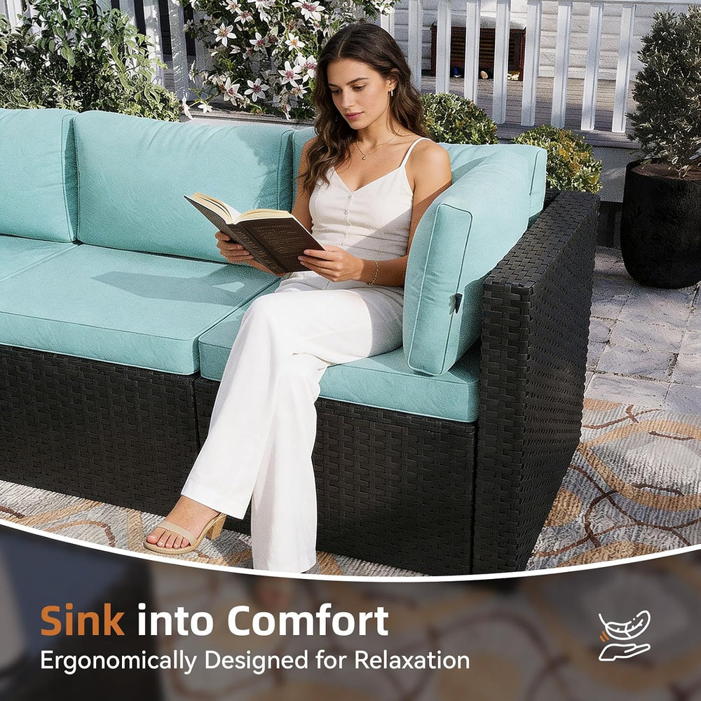 Aoxun Patio Furniture Set 5-Piece, Outdoor Sectional Sofas with Washable Cush...