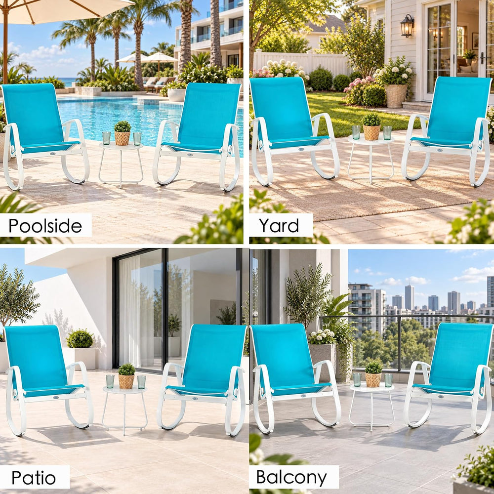 Kozyard 3-Piece Outdoor Rocking Chair Set, Patio Bistro Set