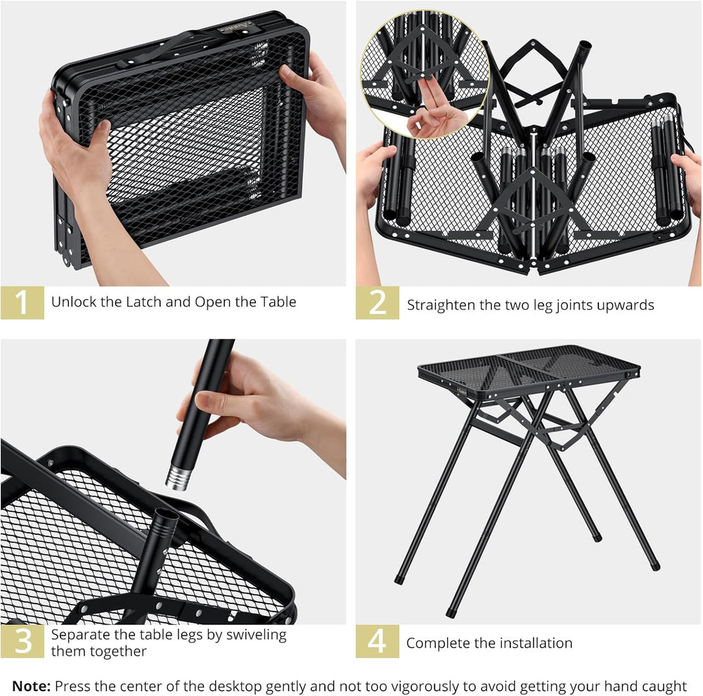 2ft Folding Grill Table, Supports 180Lbs, 2 Heights 27.5" for Camping