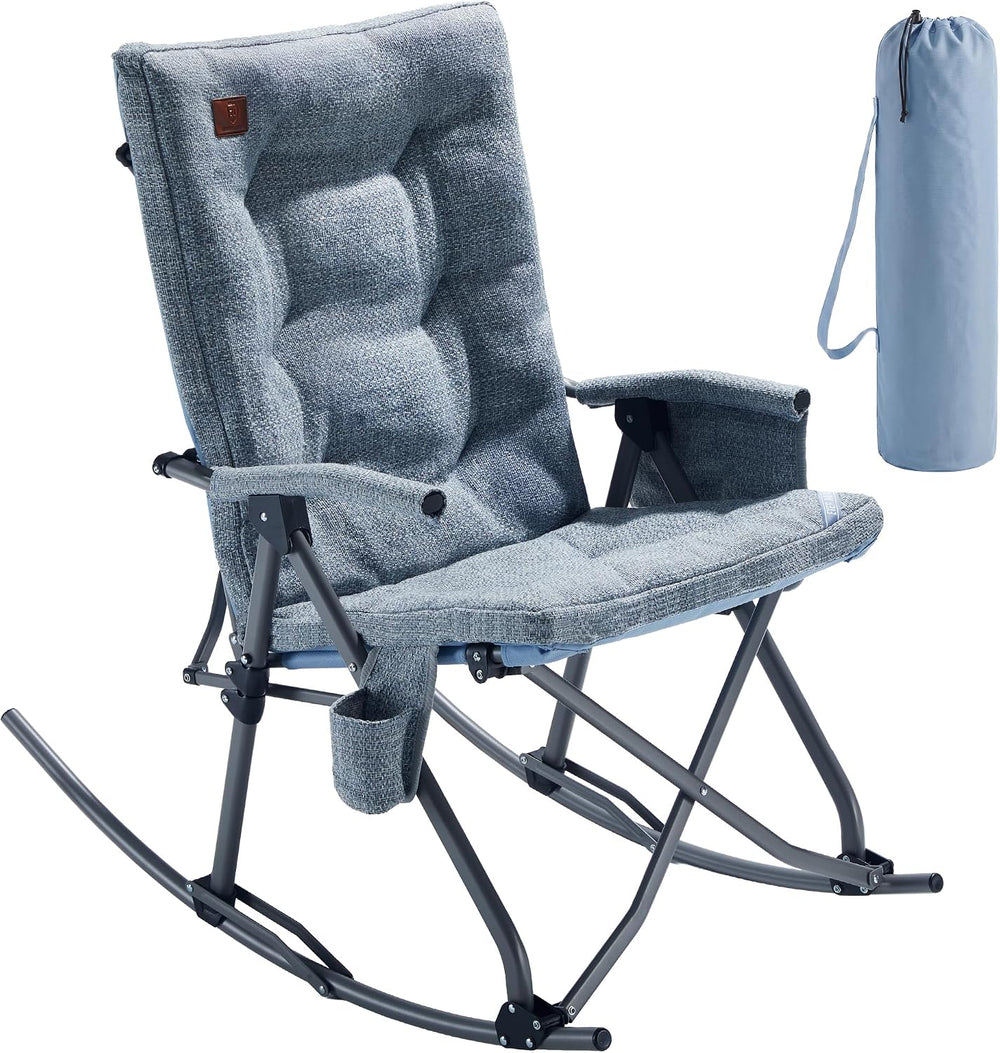 EVER ADVANCED Oversized Folding Rocking Camping Chair, Padded