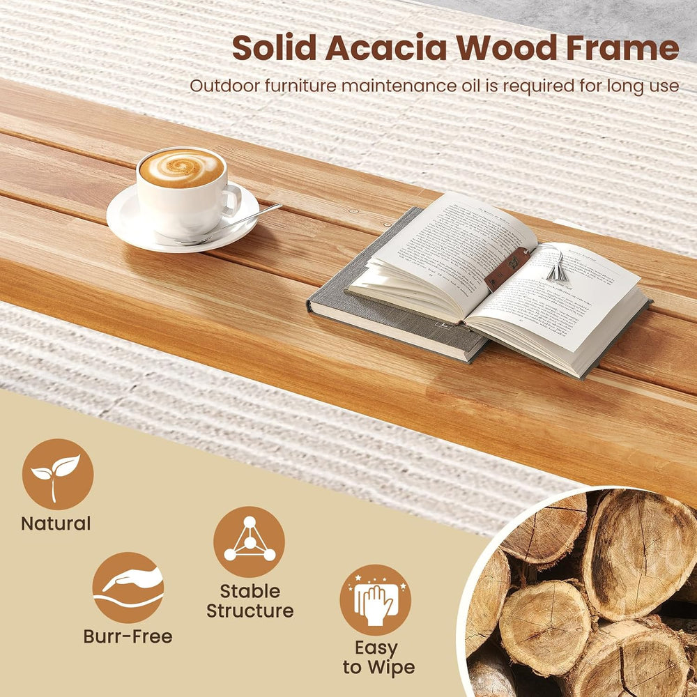 RELAX4LIFE 63’’ Outdoor Bench Acacia Wood - 3-Person Backless Patio Benches w...