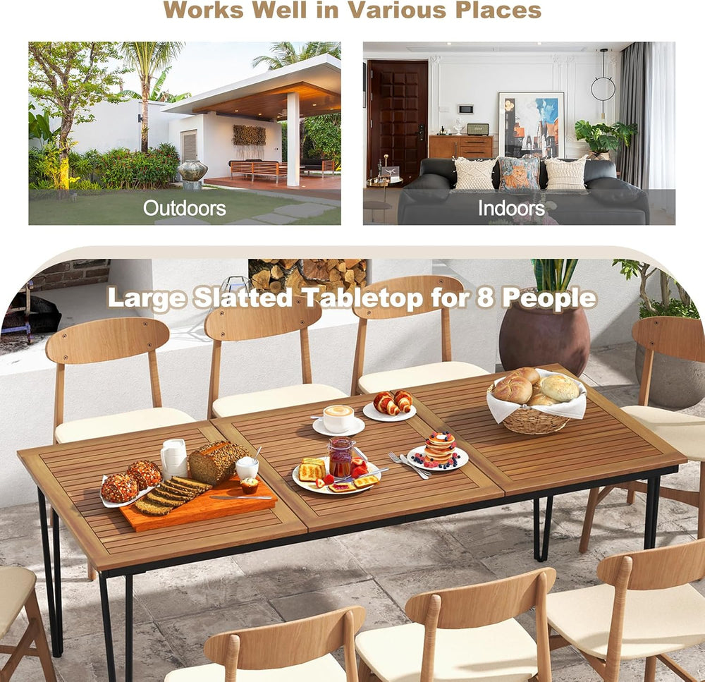 Tangkula 79 Inch Outdoor Dining Table for 8, Acacia Wood 8-Person Patio Table...