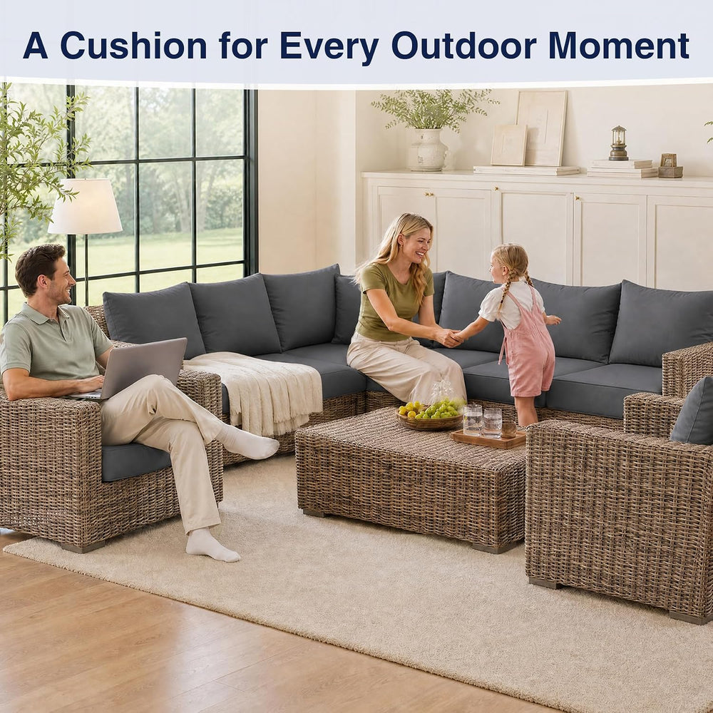 Favoyard Outdoor Patio Seat Cushions Set, 24x24 Inch, Waterproof, Dark Gray