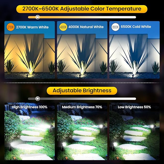 LED Landscape Lighting Kit Landscaping Lights with Remote Control Dimmable IP...