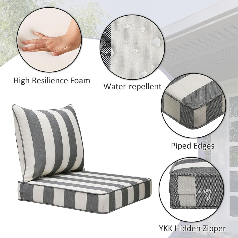 Unimatta Outdoor Patio Chair Cushions Set, 24" x 24", Set of 2, Wat...