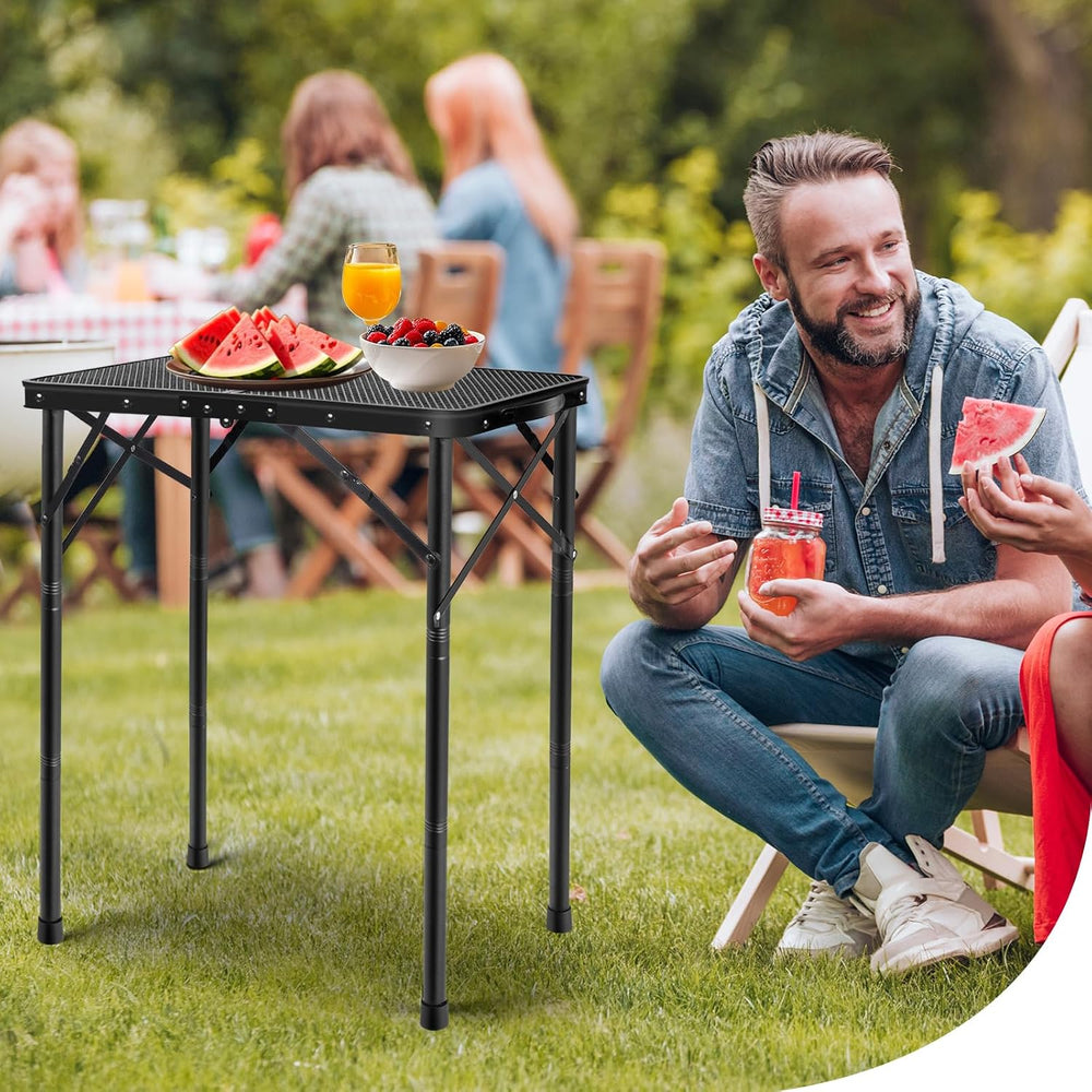 Folding Grill Table for Outside, 3 Height Adjustable,Small Camping Table with...